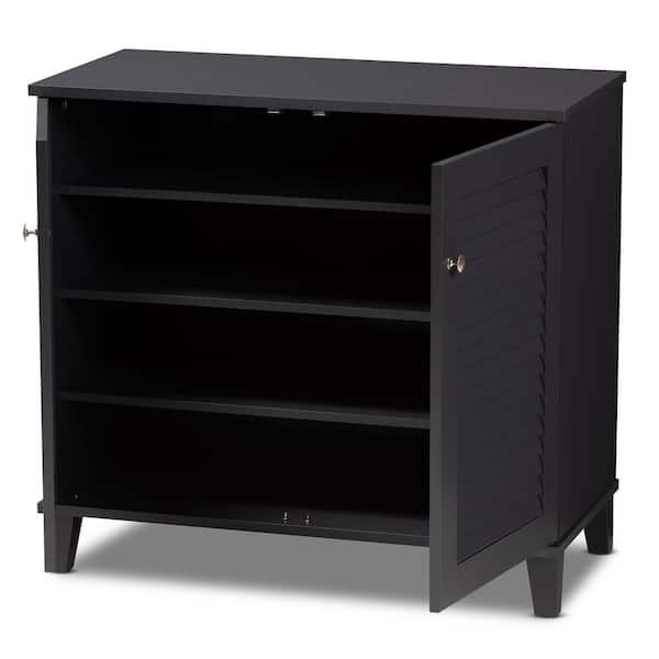 Baxton Studio Shoe-Rack Cabinet, Espresso