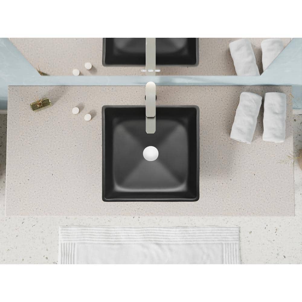 Matte Black Square Glass Vessel Bathroom Sink