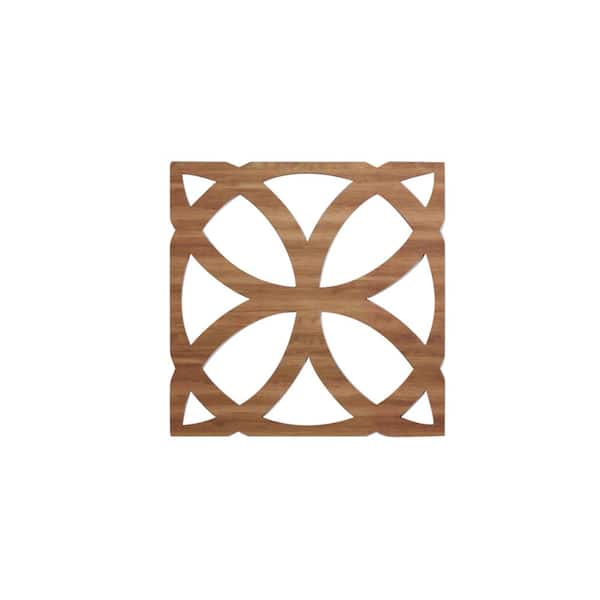 Ekena Millwork 7-3/8 in. x 7-3/8 in. x 1/4 in. Walnut Extra Small Daventry Decorative Fretwork Wood Wall Panels (50-Pack)