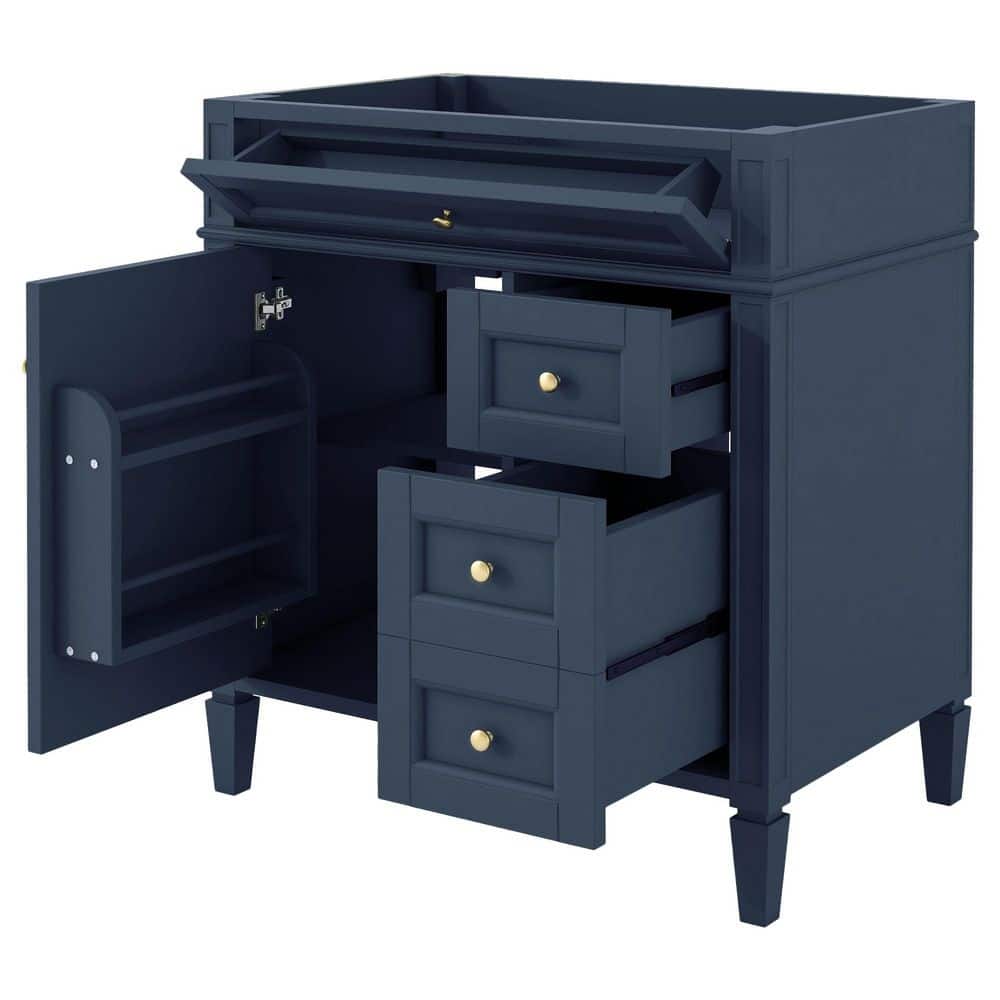 29.3 in. Bath Vanity Cabinet without Top Freestanding Storage Cabinet with 2 Drawer, a Tip-out Drawer in Blue(No Basin)