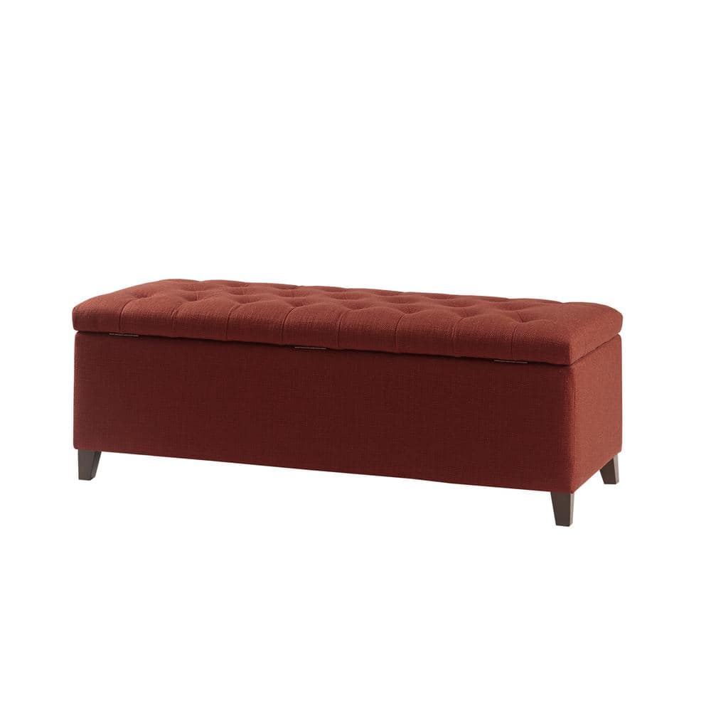 Elegant Rust Red Tufted Polyester Storage Bench with Ample Space