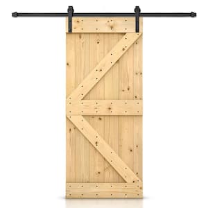 30 in. x 84 in. Unfinished Solid Core Knotty Pine DIY Sliding Barn Door with Hardware Kit