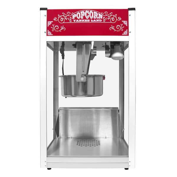 16 oz. Kettle 0.5 qt. Stainless Steel Countertop Popcorn Popper with Warming Deck and Tempered Glass Doors