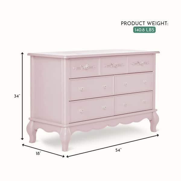 Evolur Aurora Blush Pink Double Dresser (7-Drawer) 833-BL - The Home Depot