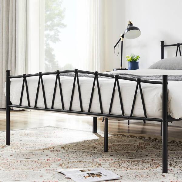 VECELO Bed Frame With Storage, Black Metal Frame, 60.2 in. W