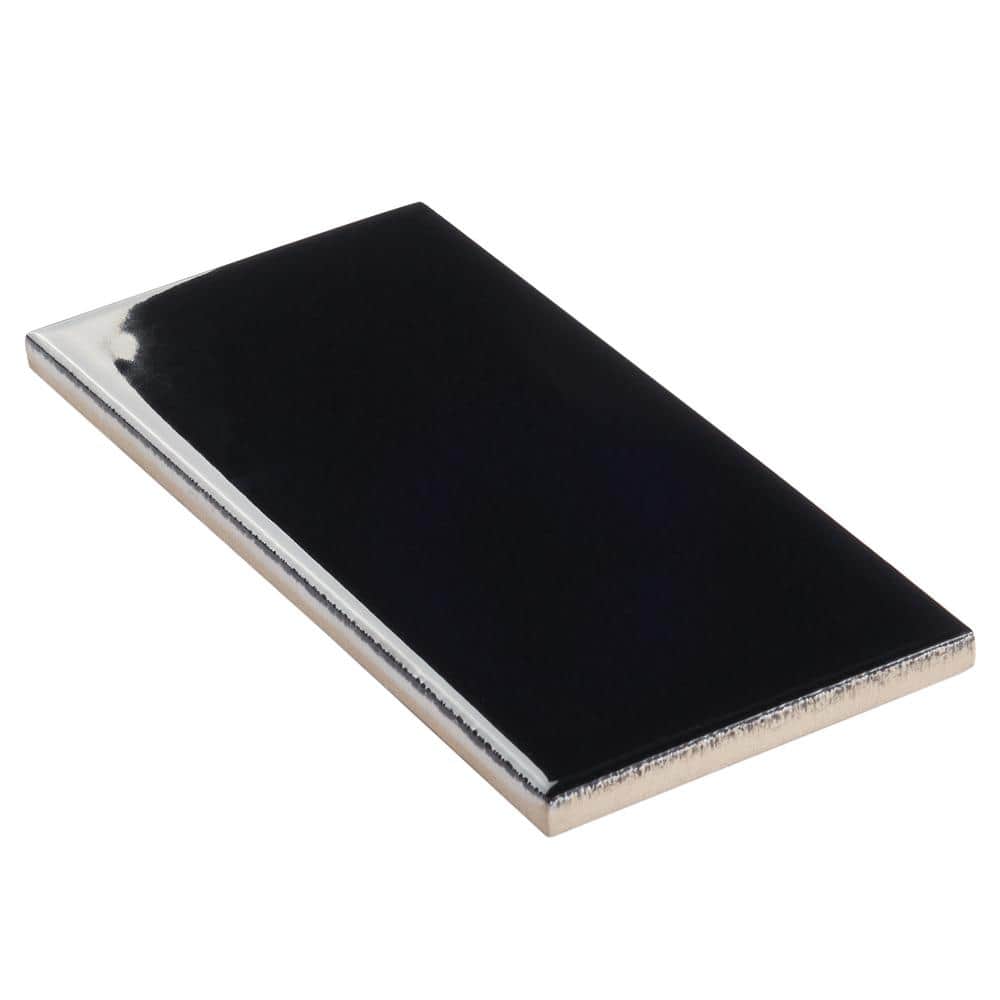 Abbey Road Polished Black Porcelain Subway Wall Tile