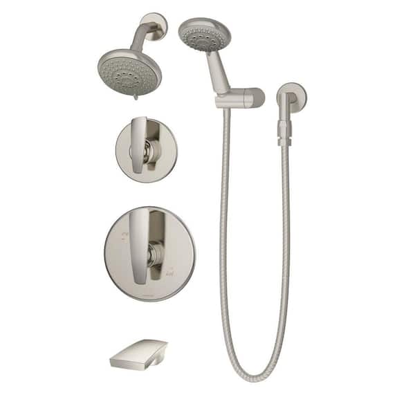 Symmons Naru Single-Handle 3-Spray Tub and Shower Faucet in Satin Nickel (Valve Included)