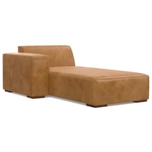 Rex 44 in. Straight Arm Genuine Leather Rectangle Left Chaise Sofa Module in. Sienna