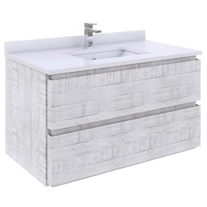 Formosa 36 in. W x 20 in. D x 20 in. H Bath Vanity in Rustic White with White Vanity Top with White Single Sink