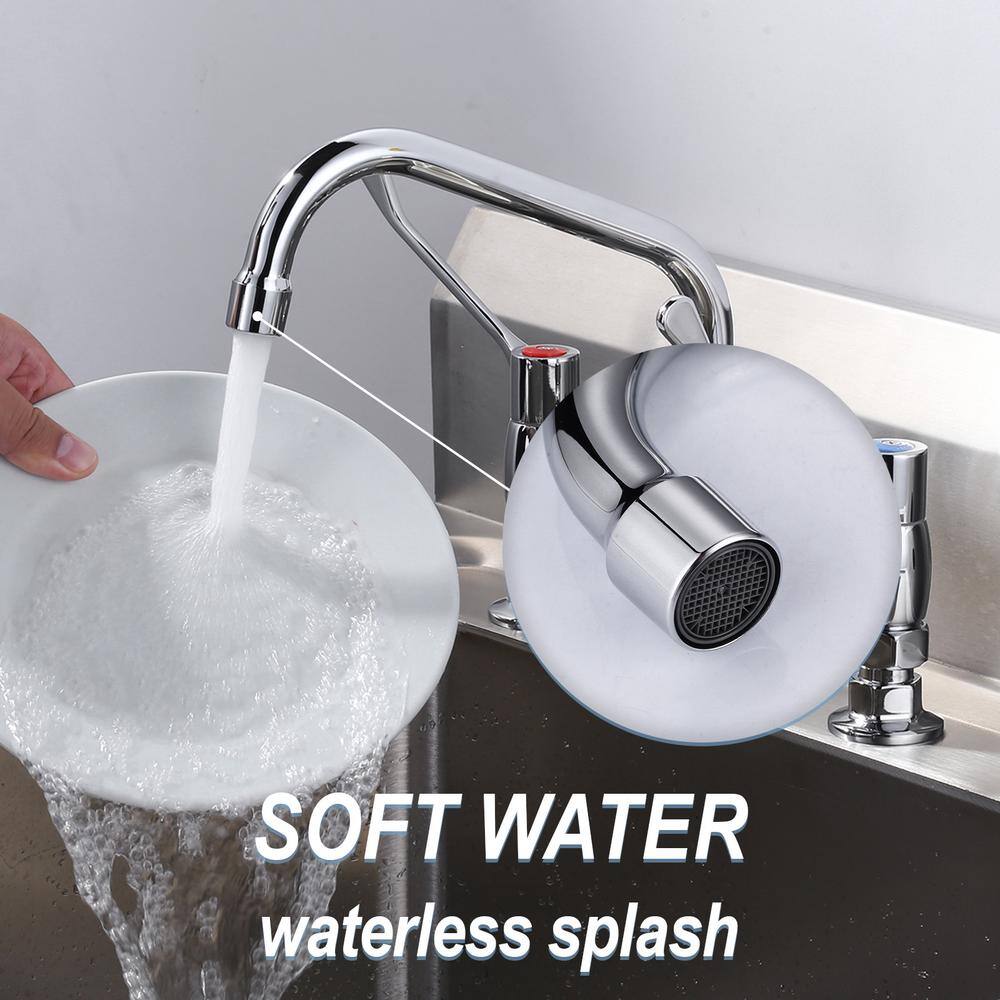 Polished Chrome Double Handle Deck Mounted Kitchen Faucet