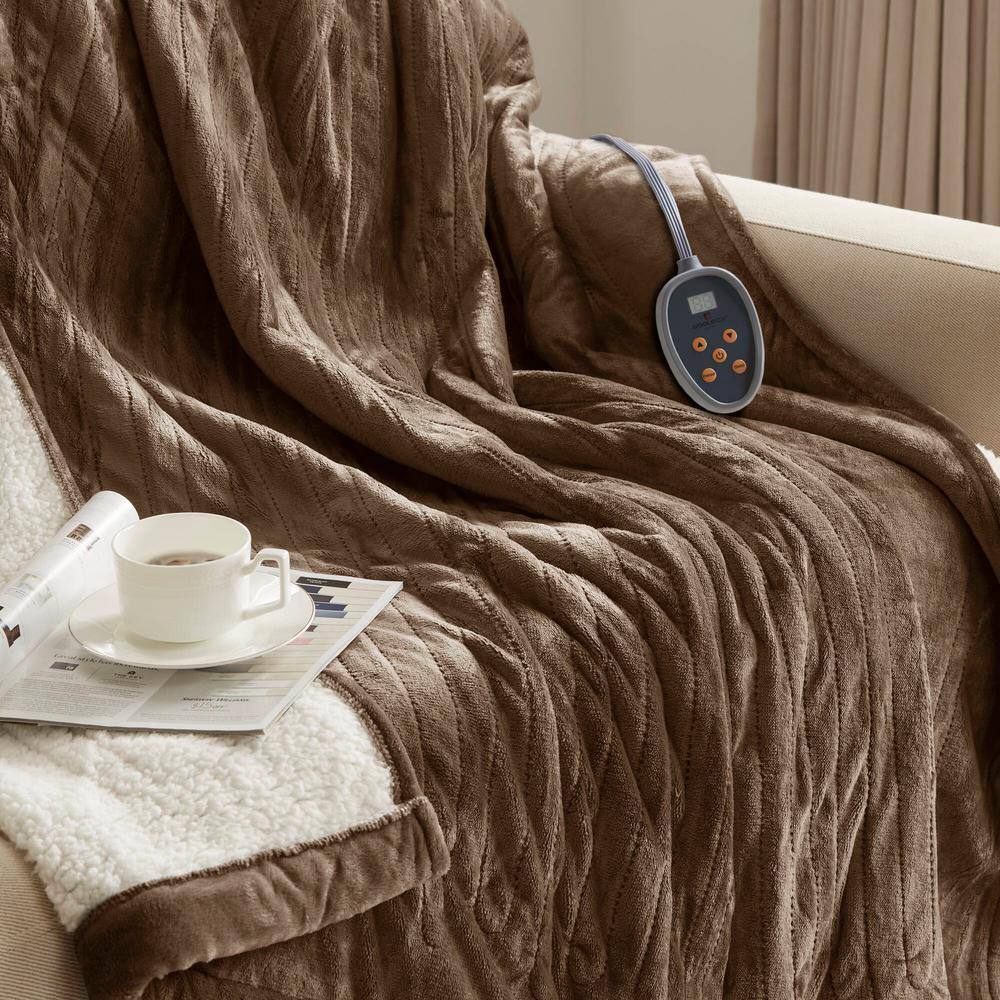 Full Size Chocolate Knitted Reversible Electric Blanket