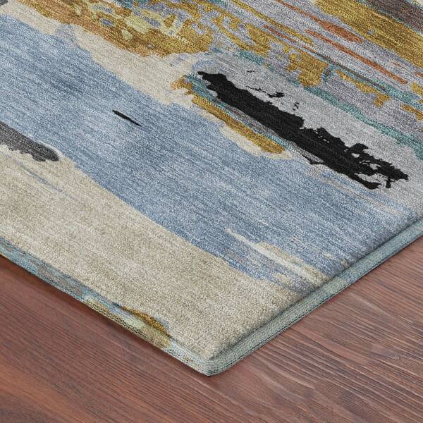 Mayfield Premium Machine Washable Abstract AMF2249 Black 3 ft. x 4 ft. Area Rug