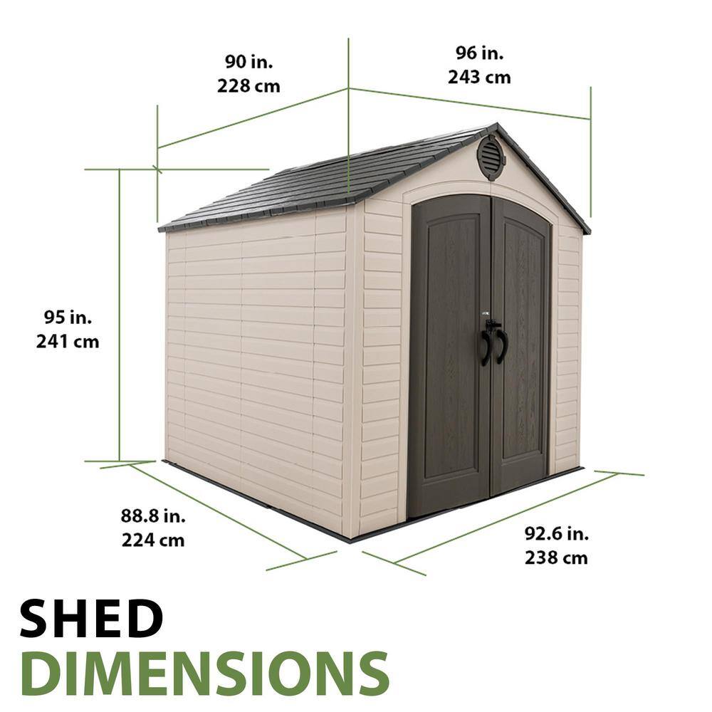 Gray Resin Double Door Storage Shed with Shelving