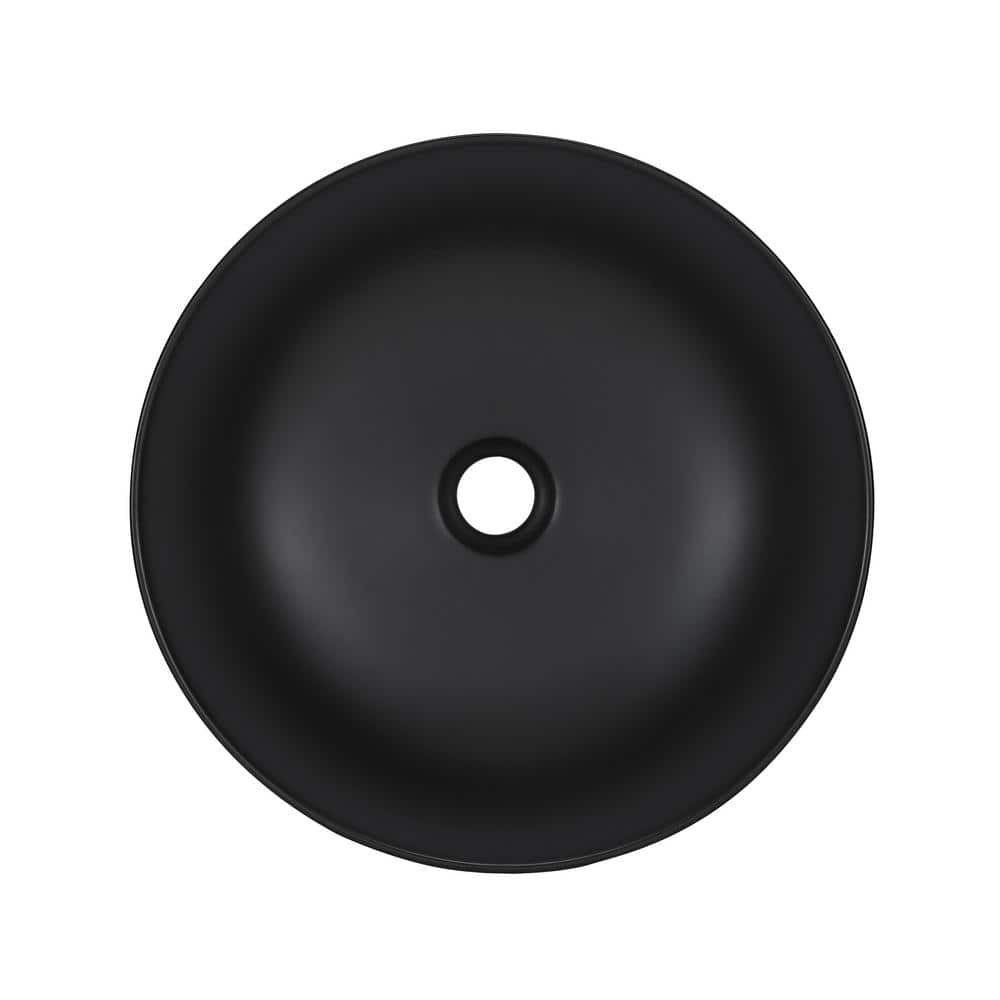 Matte Black Ceramic 15.3" Round Above-Counter Sink