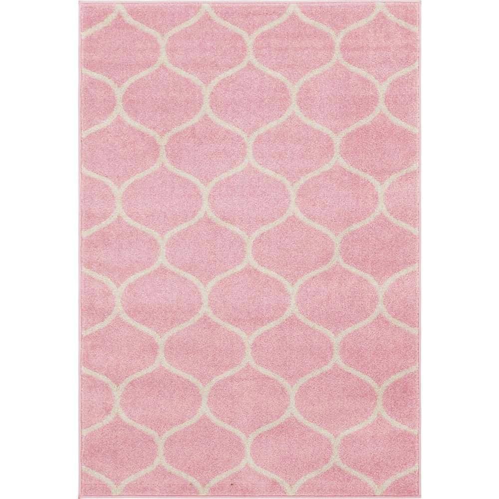 Trellis Frieze Rounded Light Pink 7 ft. x 10 ft. Area Rug price history on PriceWatchPro
