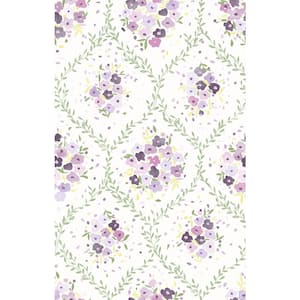 Lavender Trellis Flowers Peel and Stick Wall Mural