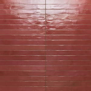 Chroma Rectangle 2 in. x 18 in. Red Porcelain Tile (7.42 sq. ft./Case)