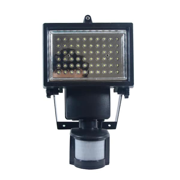 60 Integrated LED Black Outdoor Solar Powered Motion Activated Security FloodLight