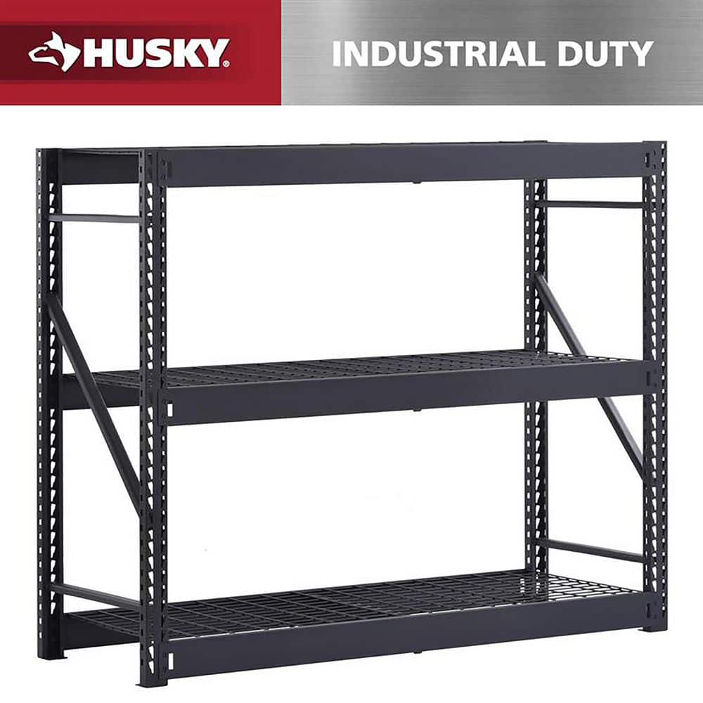 Husky 3-Shelf Metal Industrial Duty Freestanding Garage Storage Shelving Unit in Black (65 in. W x 54 in. H x 24 in. D) N2W652454W3B