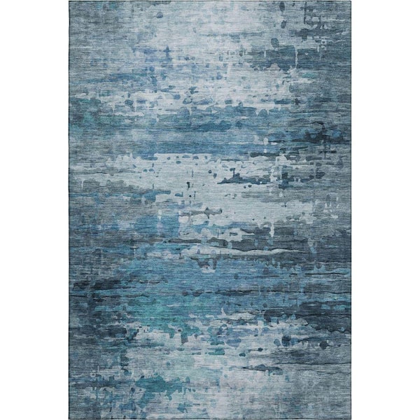 Mayfield Premium Machine Washable Abstract AMF2034 Blue 3 ft. x 4 ft. Area Rug