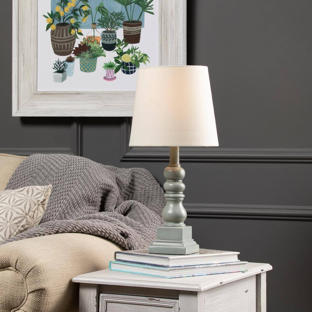 Conrad 18.5" Distressed Gray Resin Table Lamp with Linen Shade