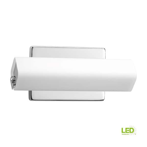 Progress Lighting Wedge Collection 15-Watt Polished Chrome Integrated LED Linear Bathroom Vanity Light with Glass Shades