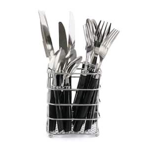 Buckstrap Stainless Steel 16-Pcs Flatware Set with Metal Caddy in Graphite