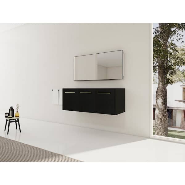 Wynter Modern 46.88 in. Floating Bath Vanity Cabinet without Top in Black Chestnut with Soft Close Doors, Storage