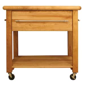 Grand Natural Wood Kitchen Cart with Wine Rack