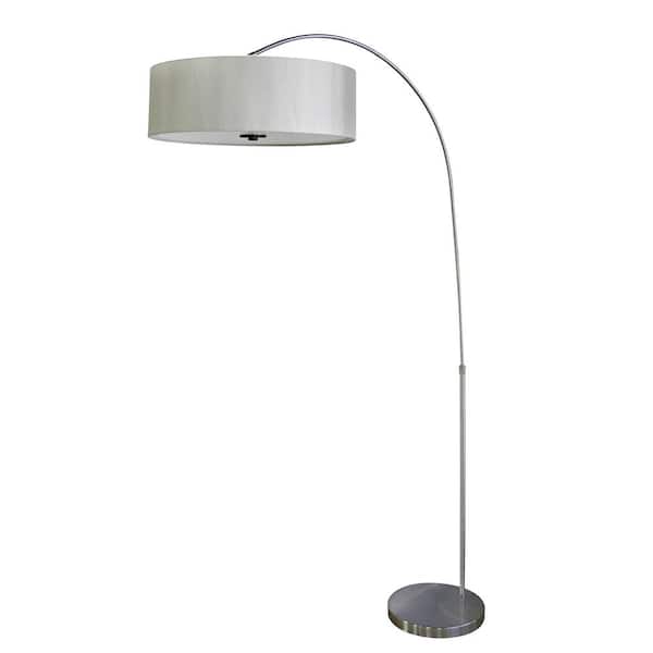 Filament Design 65 in. Satin Steel Floor Lamp with Toffee Crunch Fabric Shade