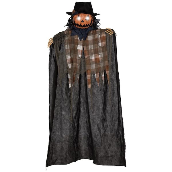 6 ft. Life Size Animatronic Halloween Hanging Pumpkin Ghost Decoration, Light-up Eyes and Creepy Talking