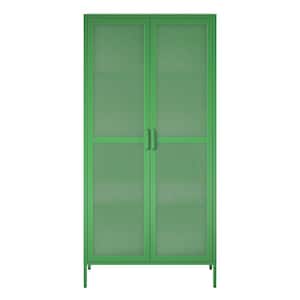 Channing Kelly Green 72.83 in. H Storage Cabinet with 2-Mesh Metal Locker Style Doors