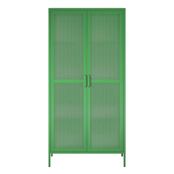 Novogratz Channing Kelly Green 72.83 in. H Storage Cabinet with 2-Mesh Metal Locker Style Doors