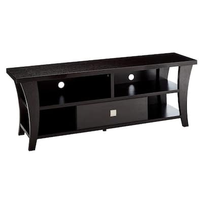 60 in. Brown Composite TV Stand with 3 Drawer Fits TVs Up to 55 in. with Cable Management