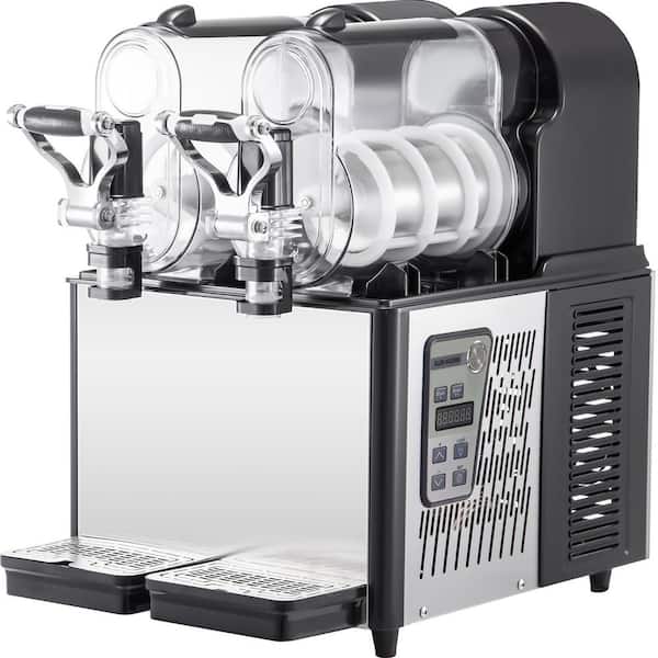 Commercial Slushy Machine, 211oz. 3LX2 Tank Black Snow Cone Machine, 340W with Temperature Preservation Stainless Steel
