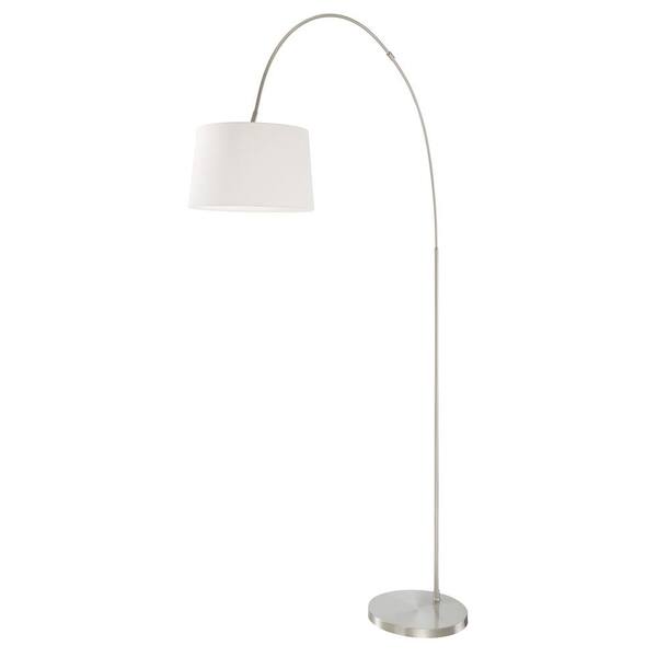 Filament Design 94.75 in. Brushed Nickel Floor Lamp with White Fabric Shade