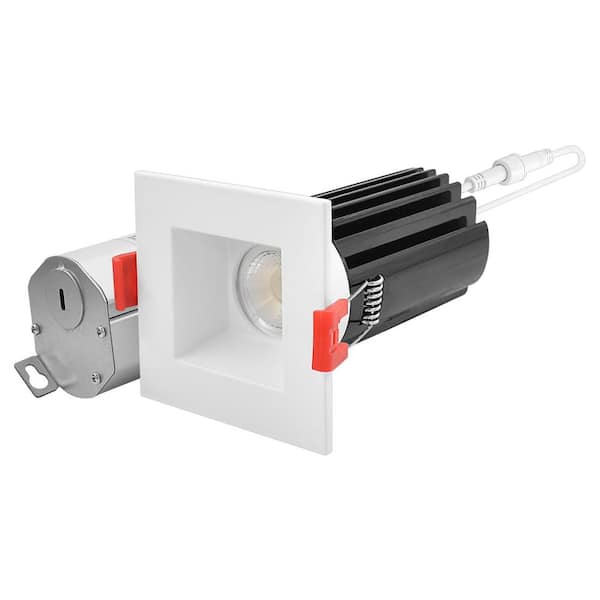 LUXRITE 2 in. Square LED Recessed Light J-Box 15 Watt 5 Color Selectable 2700K-5000K 1000 Lumens Dimmable Wet Rated IC Rated