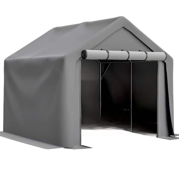 8 ft. x 8 ft. Portable Carport Garage Tent for Outdoor Storage Shelter in Gray