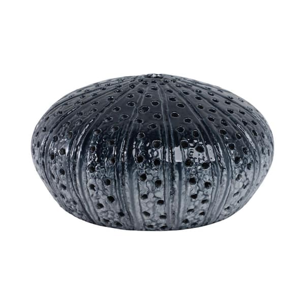 Liv & Skye Blue 10 in. x 5 in. Ceramic Reactive Finish Sea Urchin Sculpture