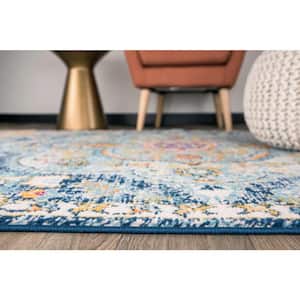 Distressed Vintage Bohemian 2 ft. x 3 ft. Navy Area Rug