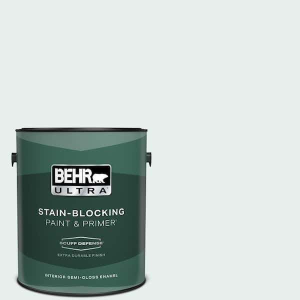 BEHR ULTRA 1 gal. #730E-1 Polar White Extra Durable Semi-Gloss Enamel Interior Paint & Primer