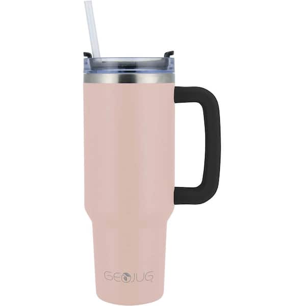 40 Oz. Insulated Pink Stainless Steel Tumbler with Lid and Straw