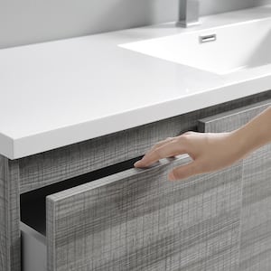 Lazzaro 60 in. Modern Bathroom Vanity in Glossy Ash Gray with Vanity Top in White with White Basin and Medicine Cabinet