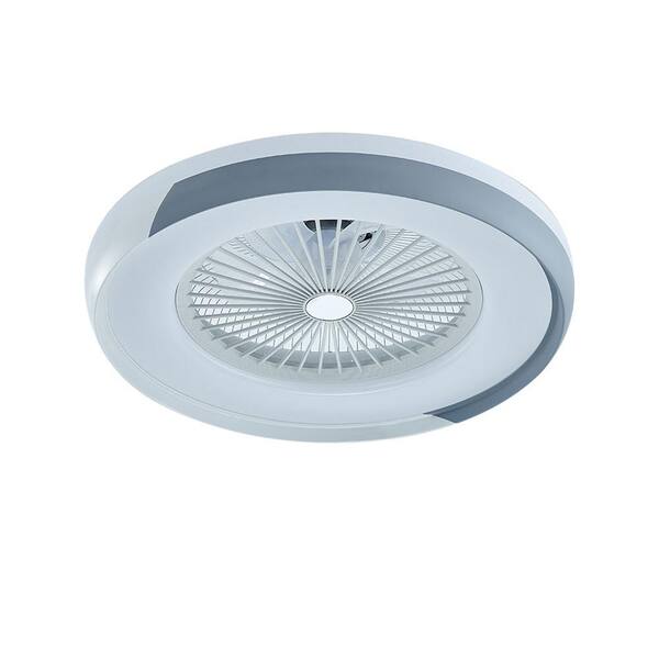 SDJMa 19.7 Modern Ceiling Fans with Light, 30W LED Dimmable with Remote,  Invisible Blades Semi Flush Mount Ceiling Fan Light, 3-Speed Indoor Low