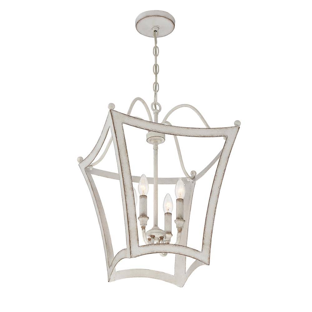 Antique White Glass 4-Light Indoor/Outdoor Chandelier