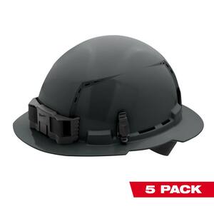 BOLT Gray Type 1 Class C Full Brim Vented Hard Hat with 4-Point Ratcheting Suspension (5-Pack)