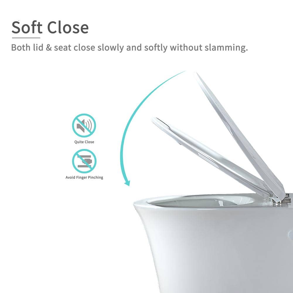 Glossy White Ceramic Elongated Wall Mounted Toilet with Soft Close Seat