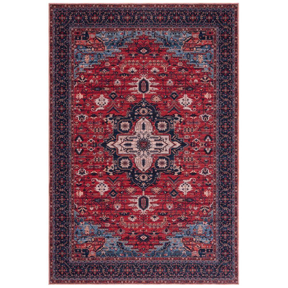 Serapi Red and Navy Washable Hand-Knotted Area Rug