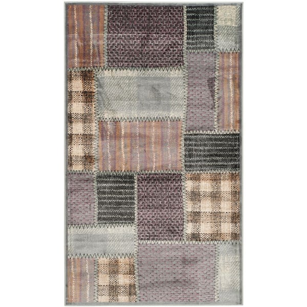 Vintage 3 ft. x 6 ft. Light Blue Abstract Geometric Area Rug