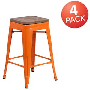 24 in. Orange Bar Stool - 4 pack